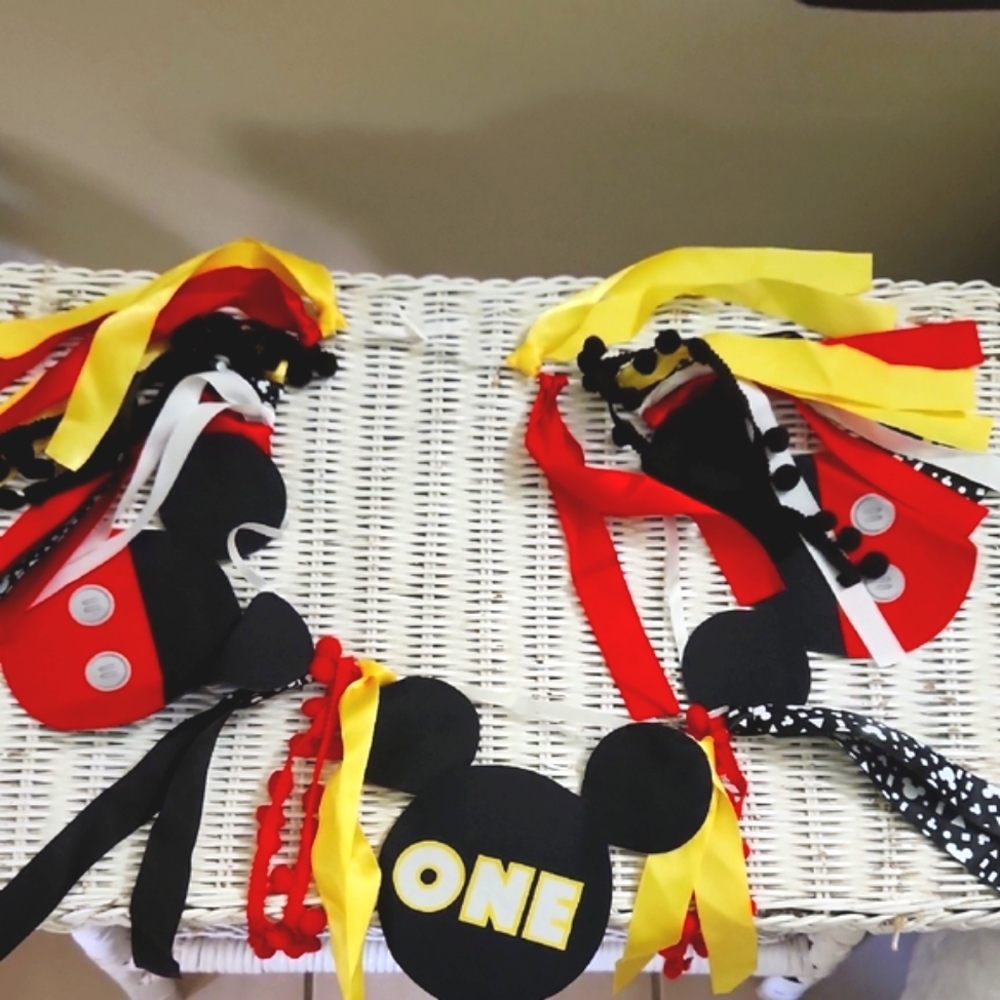 Mickey Mouse Themed Birthday Banner - Black, Red, Yellow